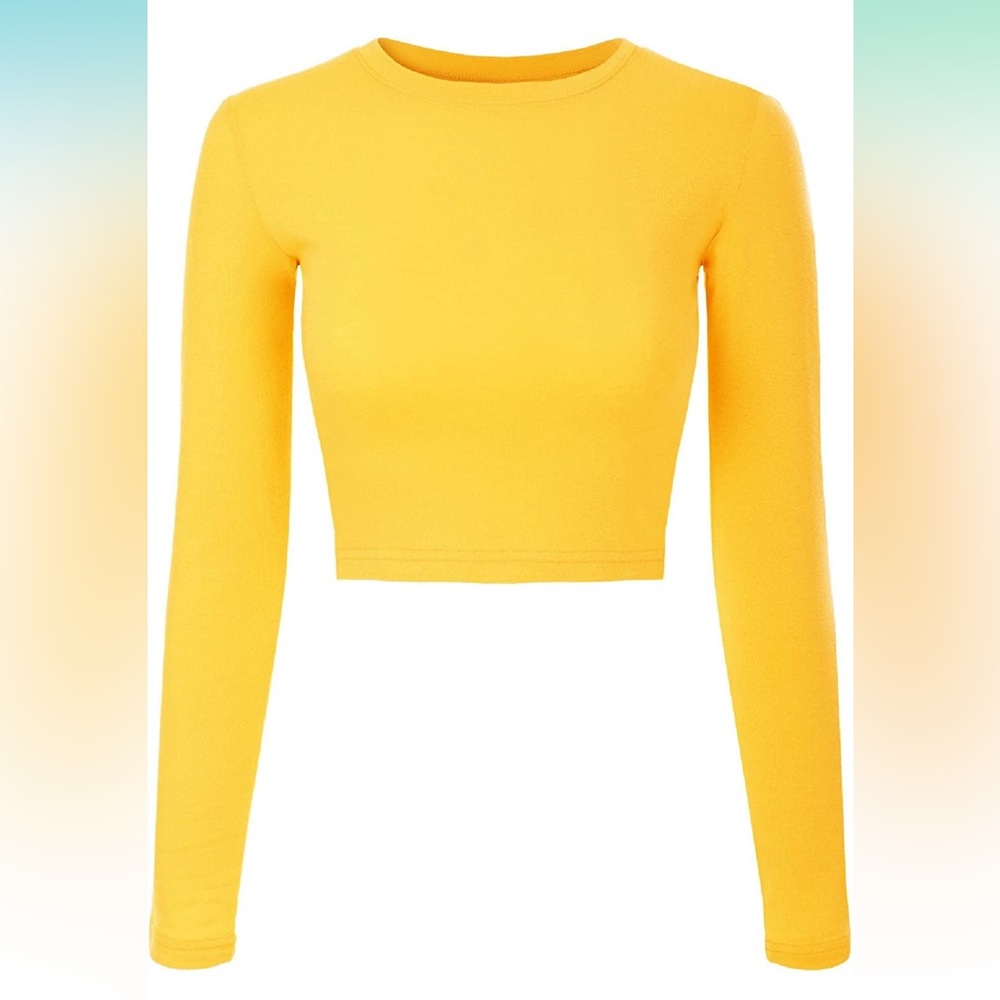 Yellow long sleeve crop top // size small